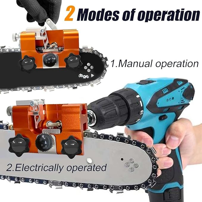 Chainsaw Sharpener Jig, Upgraded Chain Saw Sharpener Tool, Hand Crank Chainsaw Sharpening Kit with 10 High Hardness Bits, Gloves, Bag and Brush, Portable Chainsaw Blade Sharpener for 6"-22" Chain Saws