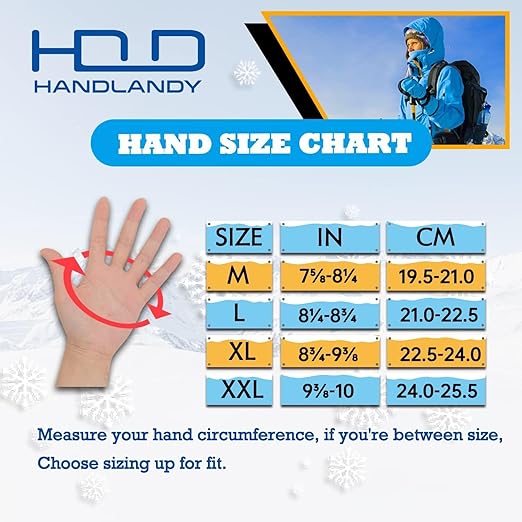 HANDLANDY Waterproof Insulated Work Gloves, 3M Thinsulate Thermal Winter Gloves for Men Women Touch Screen, Warm Ski Snowboard Cold Weather Gloves (2XL, Blue)