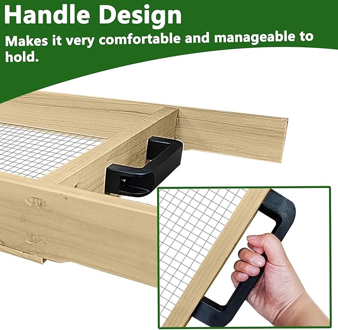 Large Soil Sifter, Dirt Sifter for Gardening, for Use in a Wheelbarrow, Compost Sifter, Garden Sieve for sifting Little Rocks/Top Soil/Leaves/Loam Soil/Sand/Gravel (17.8”×34.5” with Mesh Screen 1/2")