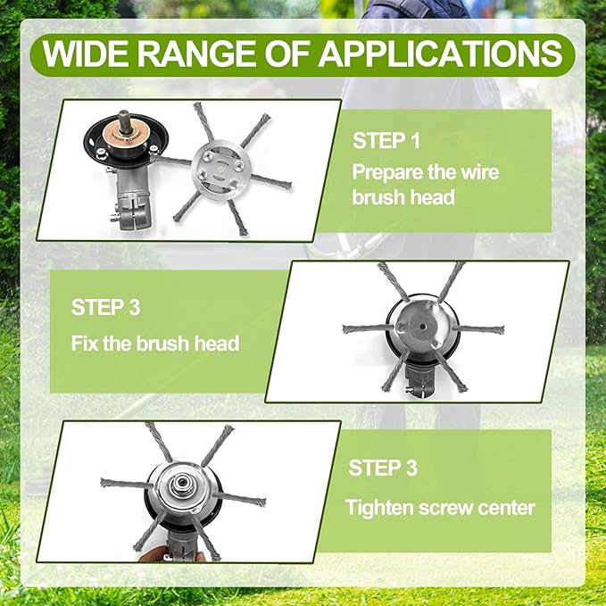 2025 New Upgrade 6 Inches Steel Wire Grass Trimmer Head Universal Steel Wire Weed Eater Head String Trimmer Replacement Brush Blade for Electric Battery Powered Cordless String Cutter (3Pc 6 Blades)