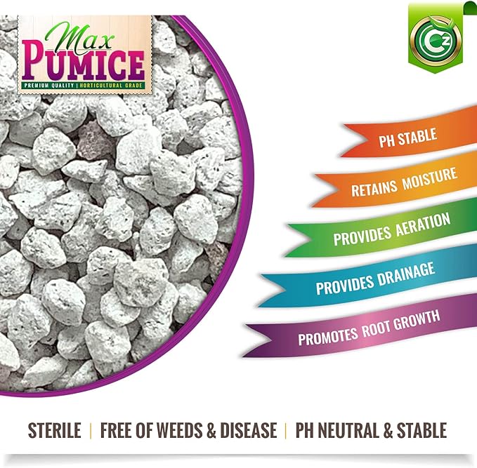 Pumice Stone Grow Media - Made in USA for Bonsai • Succulents • Cactus • Orchids - Horticultural Soil Amendment Additive Conditioner for Indoor and Outdoor Plants and Flower Gardens. OMRI Listed