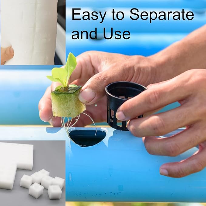 600 Pcs Hydroponic Sponges, Soil-Less Cultivation Planting Gardening Tool, Square Seedling Sponges for Small Bud Growth