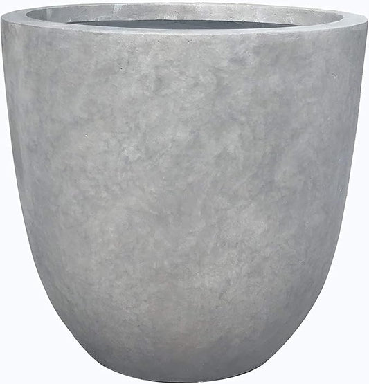 Kante 14 Inch Dia Round Concrete Planter, Indoor Outdoor Large Plant Pot with Drainage Hole and Rubber Plug for Home Patio Garden, Natural Concrete