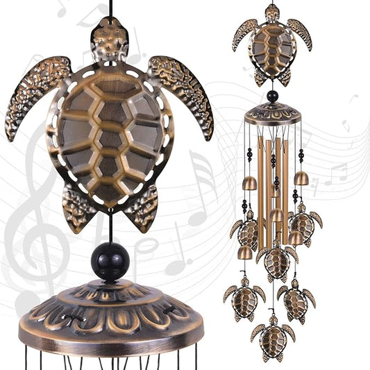 Solawindchime Outdoor Sea Turtles Wind Chimes, Bronze Sea Turtle Wind Chimes, Gift Wind Chime, Turtle Wind Bell, Gifts for Women, for Home, Garden, Indoor, Outdoor Decoration, Garden Wind Chime