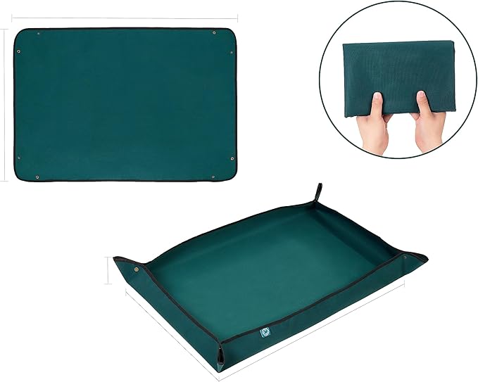 KONMAY Foldable Thicken Repotting Mat Tool Set - 30''X44'' Waterproof Potting Tray, Shovel and Garden Glove for Indoor and Outdoor Transplanting and Soil Mess Control