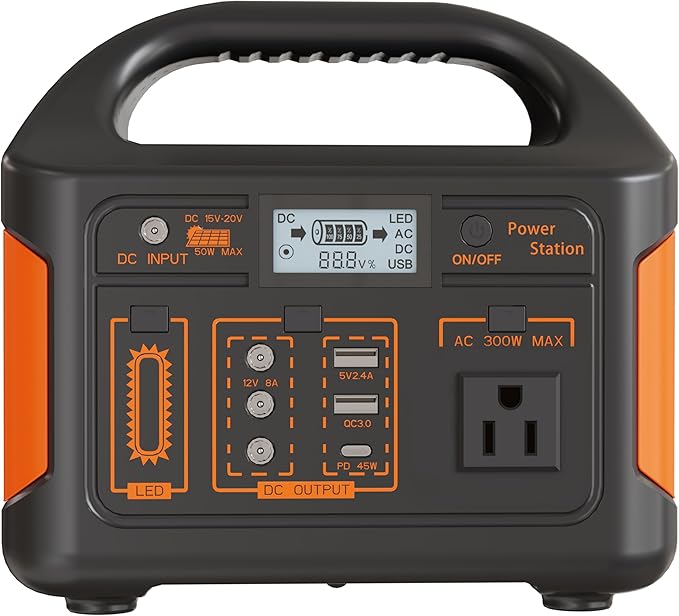 Portable Power Station 256Wh LiFePO4 Battery, 300W (Peak 600W) Backup Lithium Battery, Solar Generator for Outdoors Camping Travel Hunting Blackout