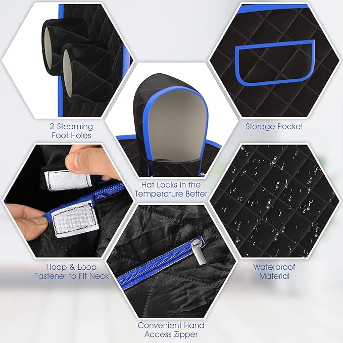 COSTWAY Portable Steam Sauna, Remote Control, 3L Steamer, Foldable Sauna Spa with 9 Temperature and 90 Mins Timer, Atomization, Personal Sauna Hat Tent for Detox Relaxation (Black)