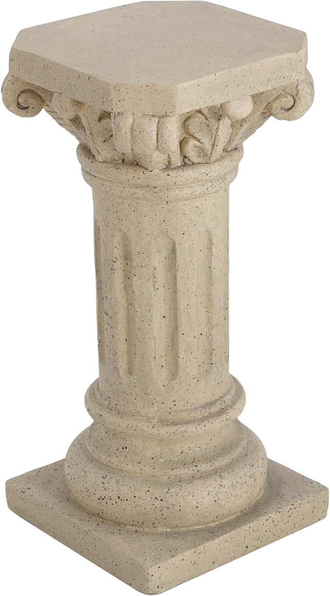Decorative Roman Column Pedestal Column Plant Stand, Vintage European Style Classical Garden Pillar, Indoor Outdoor Decor, Pedestal Columns Plants Standing for Entryway Garden Yard Home (Sand/26.25"H)