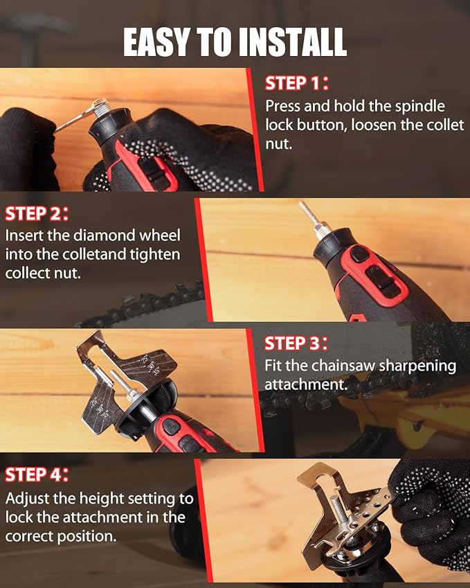 AVID POWER Electric Chainsaw Sharpener, 6 Variable Speeds Chain Saw Sharpening Kit, Chain Saw Sharpener with 3 Diamond Sharpening Bits (4/4.8/5.5mm), for Chainsaw Maintenance