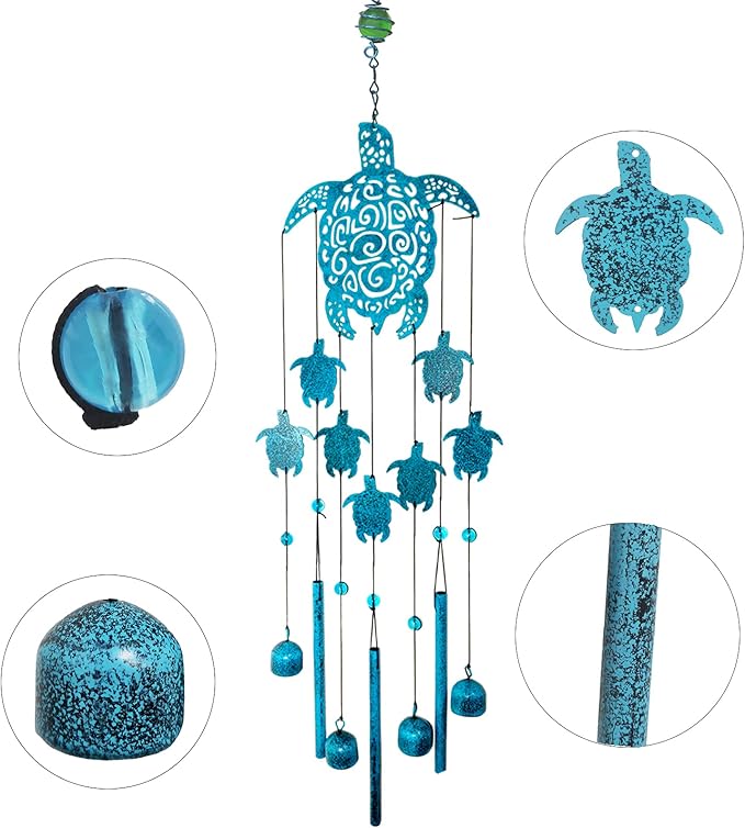 Sea Turtle Wind Chimes for Outside, Memorial Gift for Mom, Garden Decor, Turtle Lover Gifts