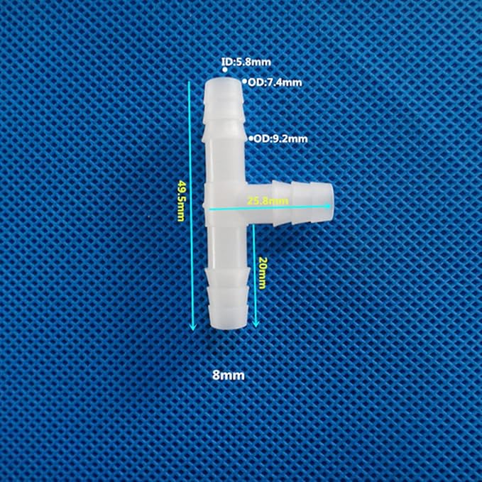 Unifizz T - Piece Hose Equal Paths Tube Accessories,8mm Equal Paths Plastic Hose Tube Connector For Cooling Watering Irrigation, Transparent, 10Pcs