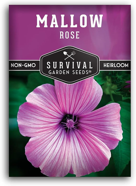 Survival Garden Seeds - Rose Mallow Seed for Planting - Packet with Instructions to Plant and Grow Bright Pink Native Wildflower in Your Home Vegetable Garden - Non-GMO Heirloom Variety - Rose Seeds