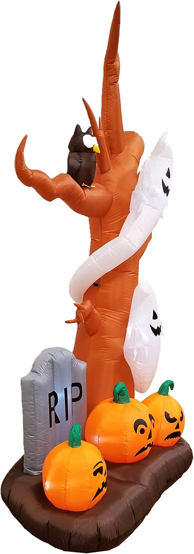 9 Foot Tall Halloween Inflatable Tree with Ghosts, Pumpkins, Owl and Tombstone LED Lights Decor Outdoor Indoor Holiday Decorations, Blow up Lighted Yard Decor, Lawn Inflatables Home Family Outside