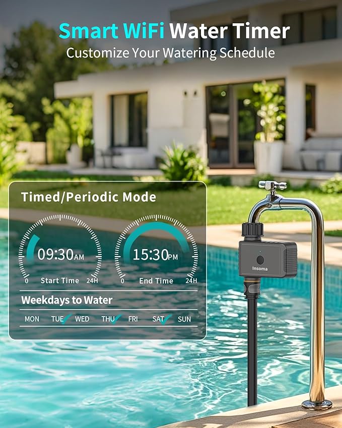 WiFi Water Timer 1 Zone, Smart Sprinkler Timer, WiFi Hose Timer for Garden Faucet, Irrigation Controller w/WiFi Hub, Up to 20 Watering Plans, App/Voice Control Work with Alexa and Google Assistant