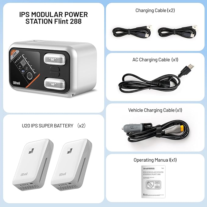 Litheli 288 Series 287Wh Portable Power Station, Lithium Solar Generator with 300W AC Outlet (2×74Wh Packs Shipped Separately), Fast Charge 0–95% in 50 Min for Camping, RV, Van & Outdoor Emergency