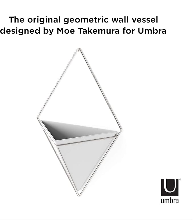 Umbra Trigg Hanging Planter Vase Wall Decor, Pot and Container for Succulents, Cactus, Faux Plants, and More, Large, White/Nickel