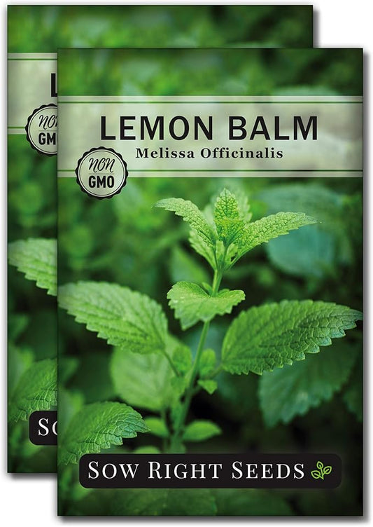 Sow Right Seeds - Lemon Balm Seeds for Planting - Non-GMO Heirloom Packet with Instructions - Easy to Grow Herb Garden - Aromatic Herb and Great for Herbal Teas - Perennial Mint Relative (2)