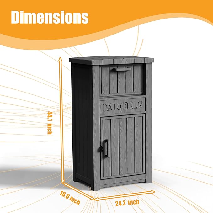 Package Delivery Box,Storage Box with Lockable Secure,Double-Wall Resin Outdoor Package Delivery and Waterproof Deck Box for Porch, Curbside (Black)