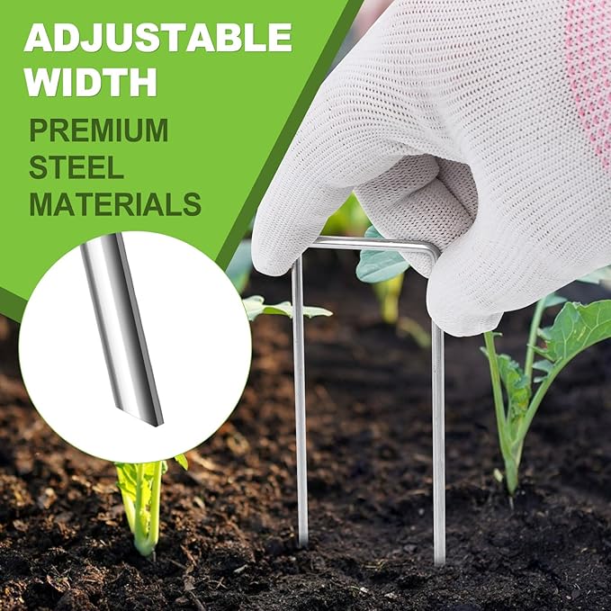 30 Pcs Galvanized Landscape Staples Metal Garden Stakes Heavy Duty for Ground Cover, U-Shaped Pins Yard Stakes Weed Barrier Fabric, Garden Hose, Drip Irrigation, 1.6 inch*(6+4 inch)