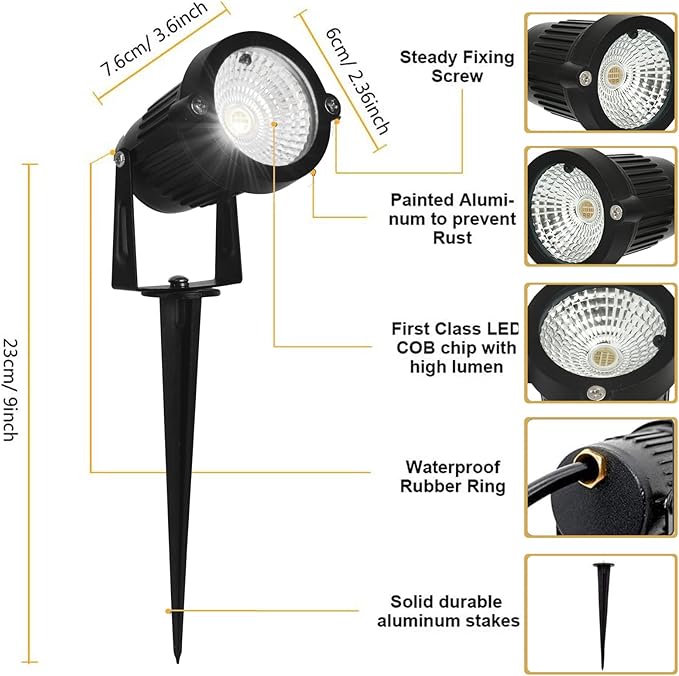 Low Voltage Landscape Lights Color Changing RGB 5W DC12V LED Landscape Lighting Outdoor Waterproof Spotlight Remote Control for Garden Pathway Christmas Decorative Light(8, Multi-Colored)