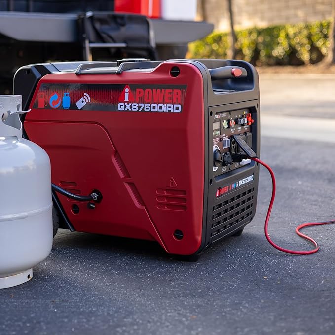 A-iPower 7600-Watt Dual Fuel Inverter Generator Remote Start, Power Supplies with 322cc OHV Engine, CO Sencsor, Gas and Propane Powered, for Backup Home Use, Tailgating, RV, Power Outages(GXS7600iRD)