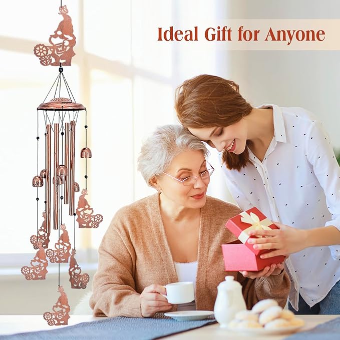 Gnomes Wind Chimes Outdoor Gnomes Gifts for Women/Men/Mom/Wife/Grandma Birthday Gifts Memorial Gift Metal WindChimes for Outside/Indoors, Lawn, Patio, Home, Porch, Yard Decor, Garden Decorations