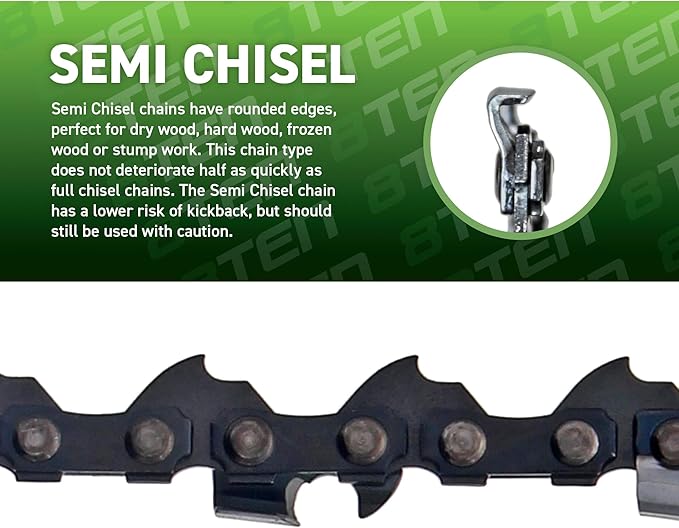 8TEN Semi Chisel Chainsaw Chain 28 Inch .050 3/8 92 DL For McCulloch Pro Mac 800 (6 Pack)