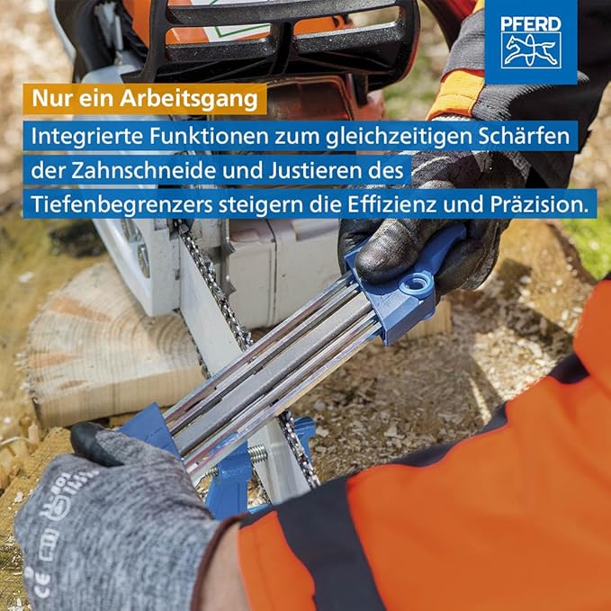 Pferd Chain Saw Sharpener Chain Sharp CS-X, File 1/8 inch, 17299 – Chain Saw File and Depth Gauge File in One Ergonomic Tool