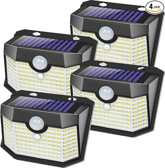 Aootek Solar Lights 4 Packs, Motion Sensor Light IP65 Waterproof with 3 Lighting Modes,Solar Lights Outdoor Waterproof for Garden Patio Garage Yard Deck
