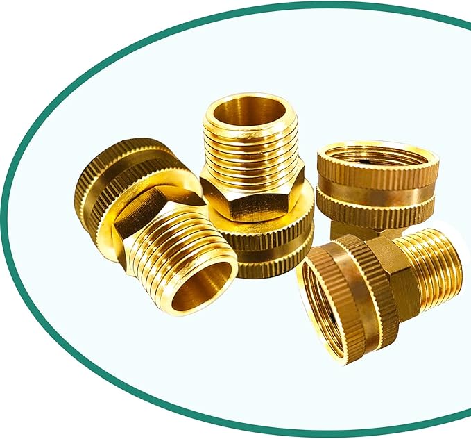 YOUHO Garden Hose Adapter Brass 3/4” GHT Female x 1/2” NPT Male Connector, GHT to NPT Adapter Brass Fitting, Garden Hose to Pipe Fittings Connect, Garden Pipe Joint Extension Repair Fitting