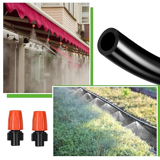 Sasylvia 656 Ft Drip Irrigation Kit 1/4'' Irrigation System Tubing Distribution Hose Greenhouse Garden Watering Misting Drip Kit Automatic Irrigation Equipment for Yard Lawn Patio