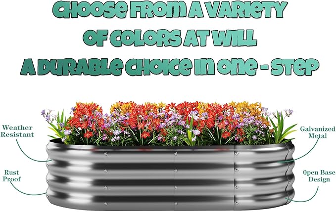 Galvanized Metal Planter Raised Garden Bed Kit for Gardening Outdoor 2x2x1ft Round Galvanized Steel Fire Pit,Steel Fire Pit Silver for Backyard, Camping, Bonfire