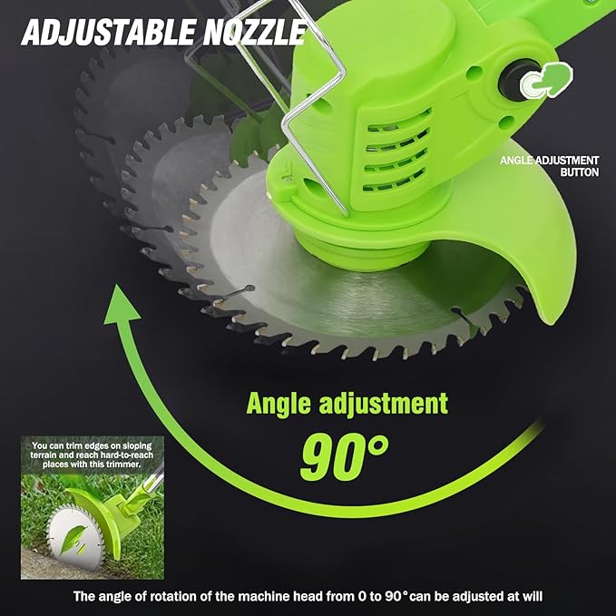 ALSO GO 24V Electric Weed Wacker, Cordless Weed Trimmer, Battery Powered Grass Trimmer with 2pcs Batteries, 3 in 1 Weed Eater with Wheels, Stringless Lightweight Grass Cutter for Lawn Garden Yard