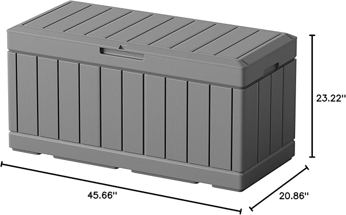 Greesum 82 Gallon Resin Deck Box Large Outdoor Storage for Patio Furniture, Garden Tools, Pool Supplies, Weatherproof and UV Resistant, Lockable, Gray