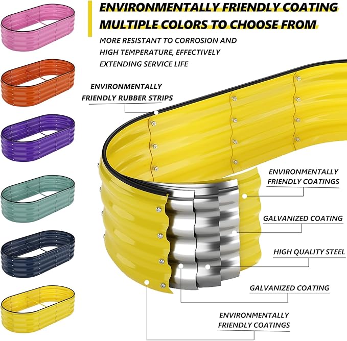 Galvanized Metal Planter Raised Garden Bed Kit for Gardening Outdoor,8x2x1ft Planter Grow Garden Box Raised Flower Bed,Long Vegetable Clearance Herb Raised Garden Beds for Gardening