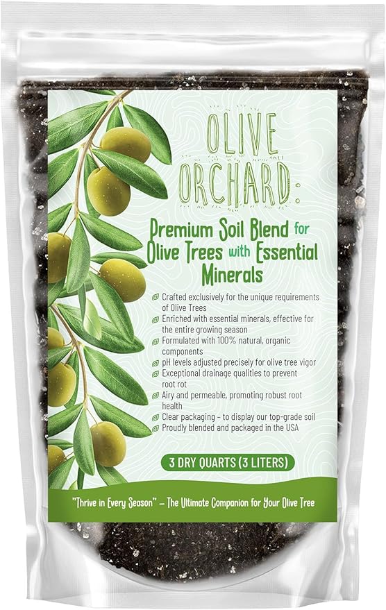 Organic Olive Tree Potting Mix – Fast-Draining, Nutrient-Rich Soil for Indoor & Outdoor Olive Trees – Mediterranean Plant Care – Long-Lasting Formula (2 QUARTS)