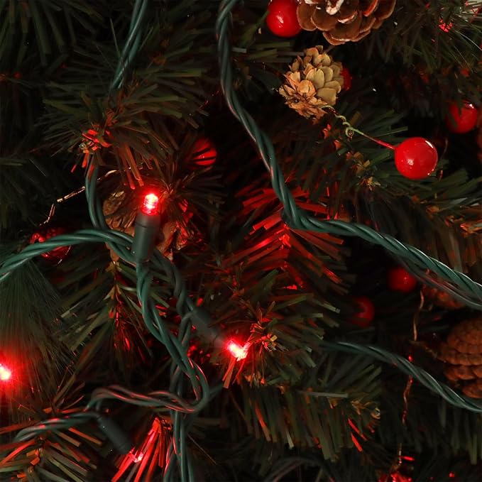 100 LED 5MM Red Christmas Lights, 33FT Indoor/Outdoor String Light, Mini Lights for Garden, Patio, Christmas Trees - Green Wire, Commercial Grade, UL Listed