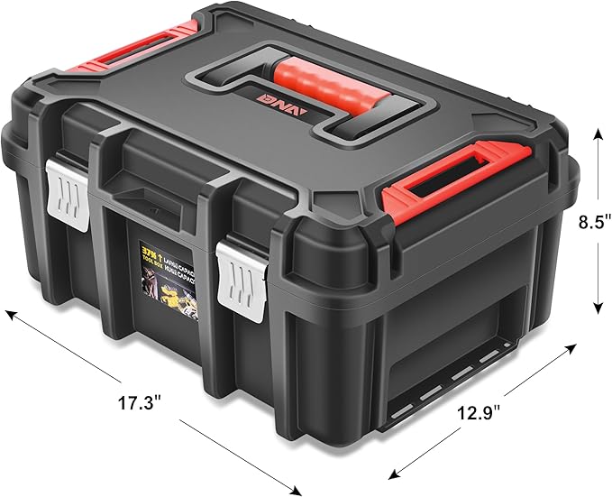 DNA MOTORING Tool Box Lockable Organizer Storage Toolbox with Removable Tray for Workshop Garage & Household,Large Capacity,TOOLS-00309