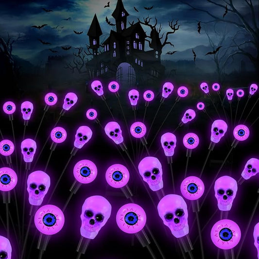 Solar Lights Outdoor,Halloween Decorations Outdoor, Scary Eyeball Lights,4PACKS 32LED,IP65 Waterproof,Halloween Decor for Garden/Yard/Patio/Lawn/Pathway(Purple)