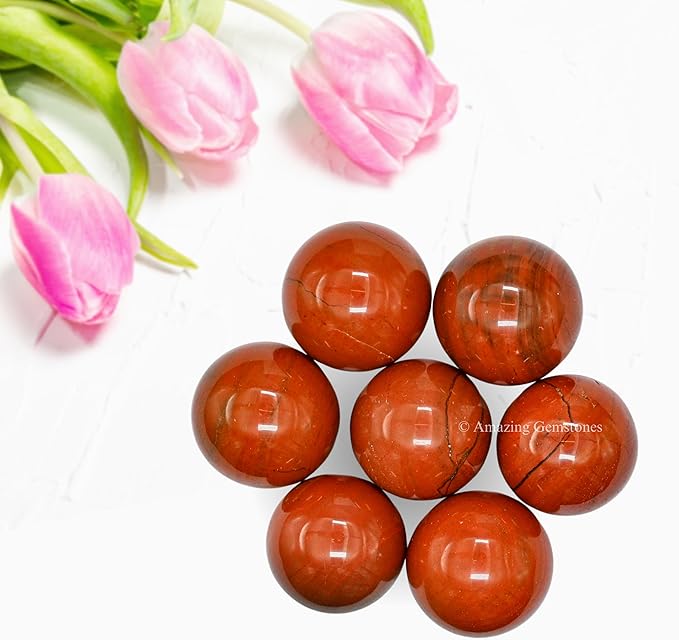 Amazing Gemstone Red Jasper Crystal Ball - 1 Inches Crystal Sphere Meditation Balls for Witchcraft and Decorative Balls - Crystals and Healing Stones Beginners Gift (Pack of 1)