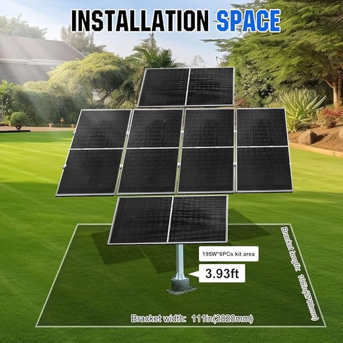 ECO-WORTHY 1200W Solar Tracker System: 6pcs 195W Monocrystalline Solar Panels, Dual-Axis Solar Tracking Kit with Tracker Controller for Shed Farm Yard Hut Field and Any Off-Grid