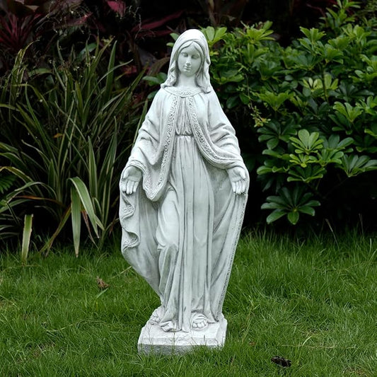 Outdoor Virgin Mary Statues, Garden Religious Sculpture Decorations Home Yard Patio Lawn Hallway (Mary02-Grey)