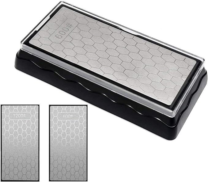 Double-sided Diamond Sharpening Stone,YCAMMIN Knife Sharpener Stone diamond sharpener Honeycomb Surface Plate with Non-slip Base for Scissors Knives Outdoor Kitchen Sharpen Tools (600/1200 Grit)