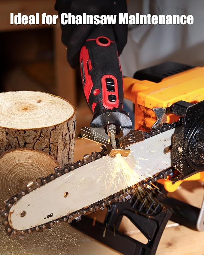 AVID POWER Electric Chainsaw Sharpener, 6 Variable Speeds Chain Saw Sharpening Kit, Chain Saw Sharpener with 3 Diamond Sharpening Bits (4/4.8/5.5mm), for Chainsaw Maintenance