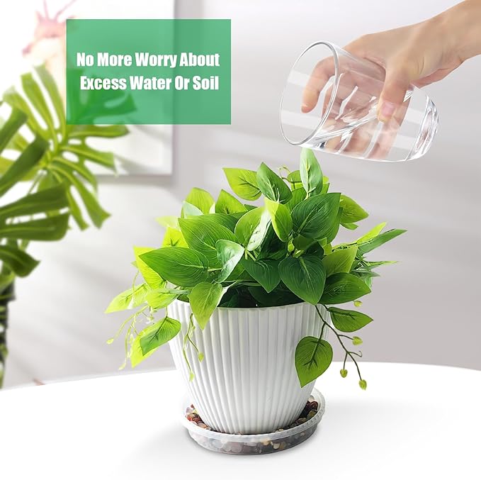 10 Pack Plant Saucer 7 Inch Clear Plant Trays for Pots Thickened Transparent Plant Saucer Tray Indoor and Outdoor Pot Saucer