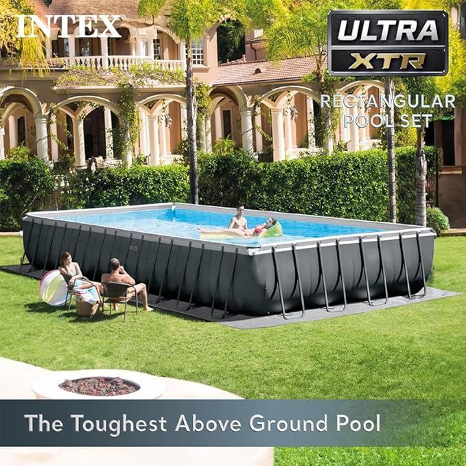 Intex 32' x 16' x 52" Ultra XTR Rectangular Outdoor Swimming Pool Set with Pump - Large Above Ground Backyard Pool with Deluxe Maintenance Kit