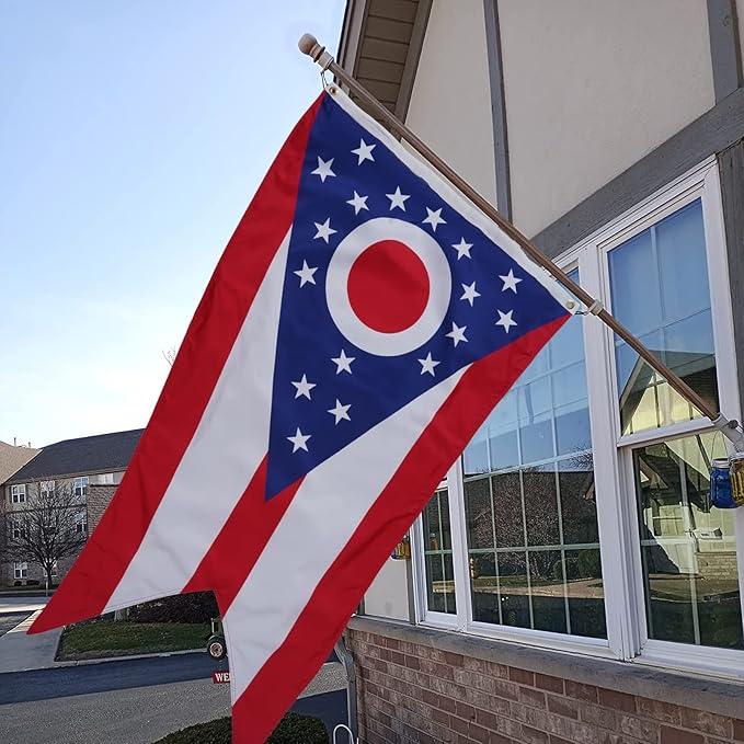 Bradford Ohio State Flag 3x5 ft Outdoor, Double Sided Burgee Heavy Duty, 3 Layers OH State Flag With 2 Brass Grommets for Outside House Long Lasting