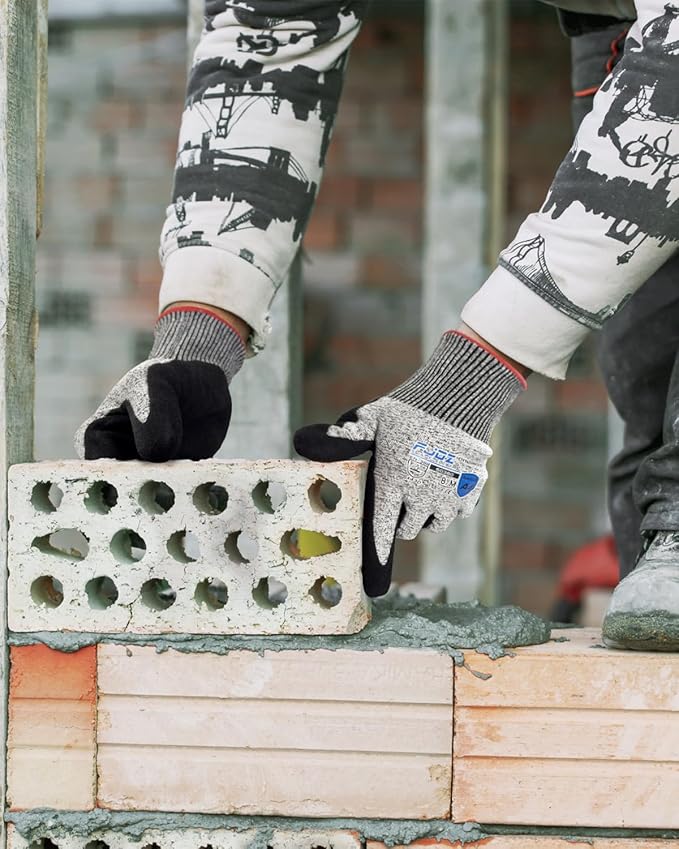 A7 Cut Resistant Work Gloves, 3 Pairs Nitrile Coated Cutting Glove for Woodworking,Construction,Fishing,Metalwork