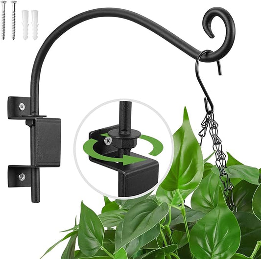 Kingsyard Swivel Plant Hangers Outdoor - 12 Inch Heavy Duty Wall Plant Hooks for Hanging Plant Baskets Bird Feeder Lanterns Wind Chimes