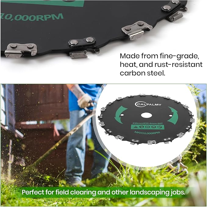 (2-Set) 9" x 20T Chainsaw Tooth Brush Blades Tool Kit, – 2 Blades, 3 Assorted Round Files and 4 Washers | for Cutter, Trimmer, Weed Eater | Made from Carbon Steel, Cuts Like Butter